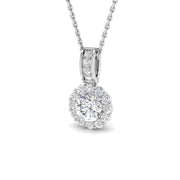Natural Diamond Halo Pendant in 10K/14K gold and platinum with certified lab-grown or natural diamonds