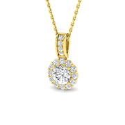 Natural Diamond Halo Pendant in 10K/14K gold and platinum with certified lab-grown or natural diamonds