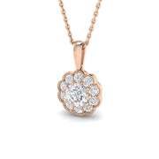 Vintage Round Diamond Cluster Pendant in - Without Chain in 10K/14K gold and platinum with certified lab-grown or natural diamonds
