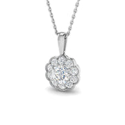 Vintage Round Diamond Cluster Pendant in - Without Chain in 10K/14K gold and platinum with certified lab-grown or natural diamonds