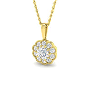 Vintage Round Diamond Cluster Pendant in - Without Chain in 10K/14K gold and platinum with certified lab-grown or natural diamonds