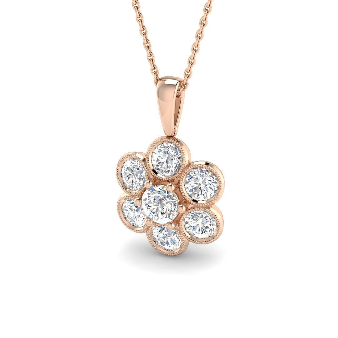 Cluster Diamond Pendant 2ct in 10K/14K gold and platinum with certified lab-grown or natural diamonds