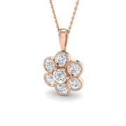 Cluster Diamond Pendant 2ct in 10K/14K gold and platinum with certified lab-grown or natural diamonds