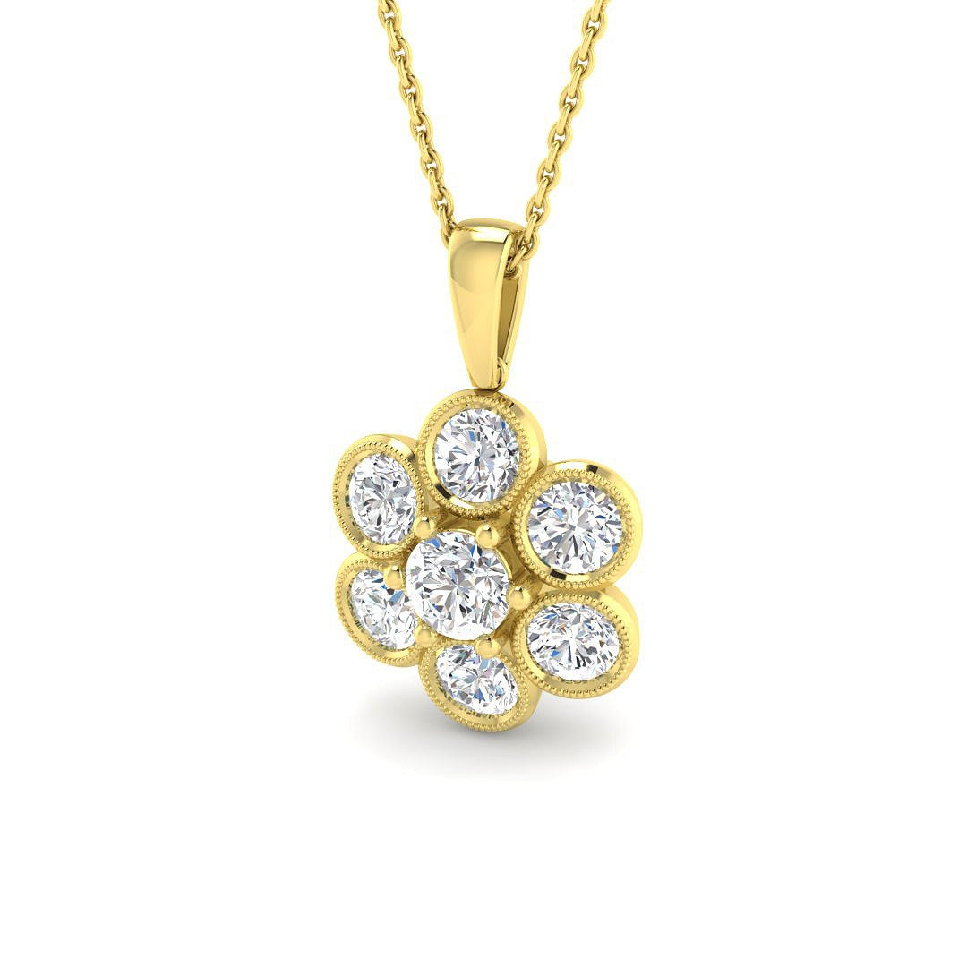 Cluster Diamond Pendant 2ct in 10K/14K gold and platinum with certified lab-grown or natural diamonds