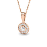 Round Halo Diamond Pendant in 10K/14K gold and platinum with certified lab-grown or natural diamonds