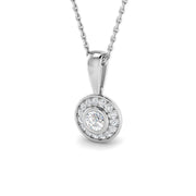 Round Halo Diamond Pendant in 10K/14K gold and platinum with certified lab-grown or natural diamonds