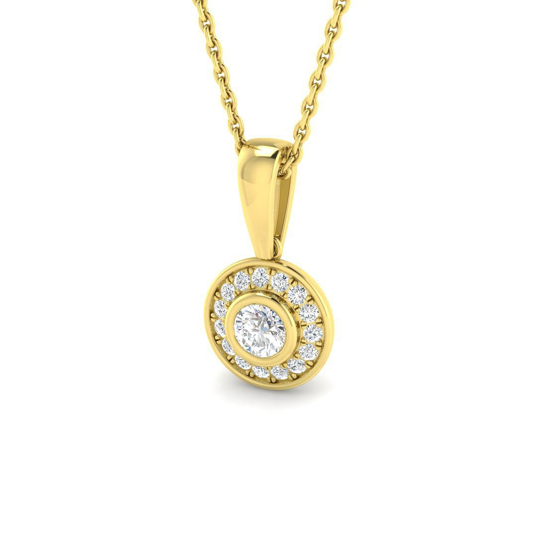 Round Halo Diamond Pendant in 10K/14K gold and platinum with certified lab-grown or natural diamonds