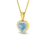 Aquamarine Heart Pendant 0.75ct Gold Without Chain in 10K/14K gold and platinum with certified lab-grown or natural diamonds