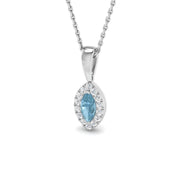 Aquamarine Halo Pendant in 10K/14K gold and platinum with certified lab-grown or natural diamonds