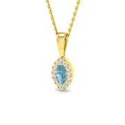 Aquamarine Halo Pendant in 10K/14K gold and platinum with certified lab-grown or natural diamonds