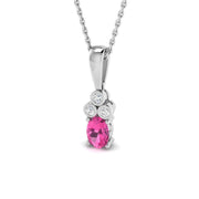 Pink Sapphire Diamond Pendant 0.5 in 10K/14K gold and platinum with certified lab-grown or natural diamonds
