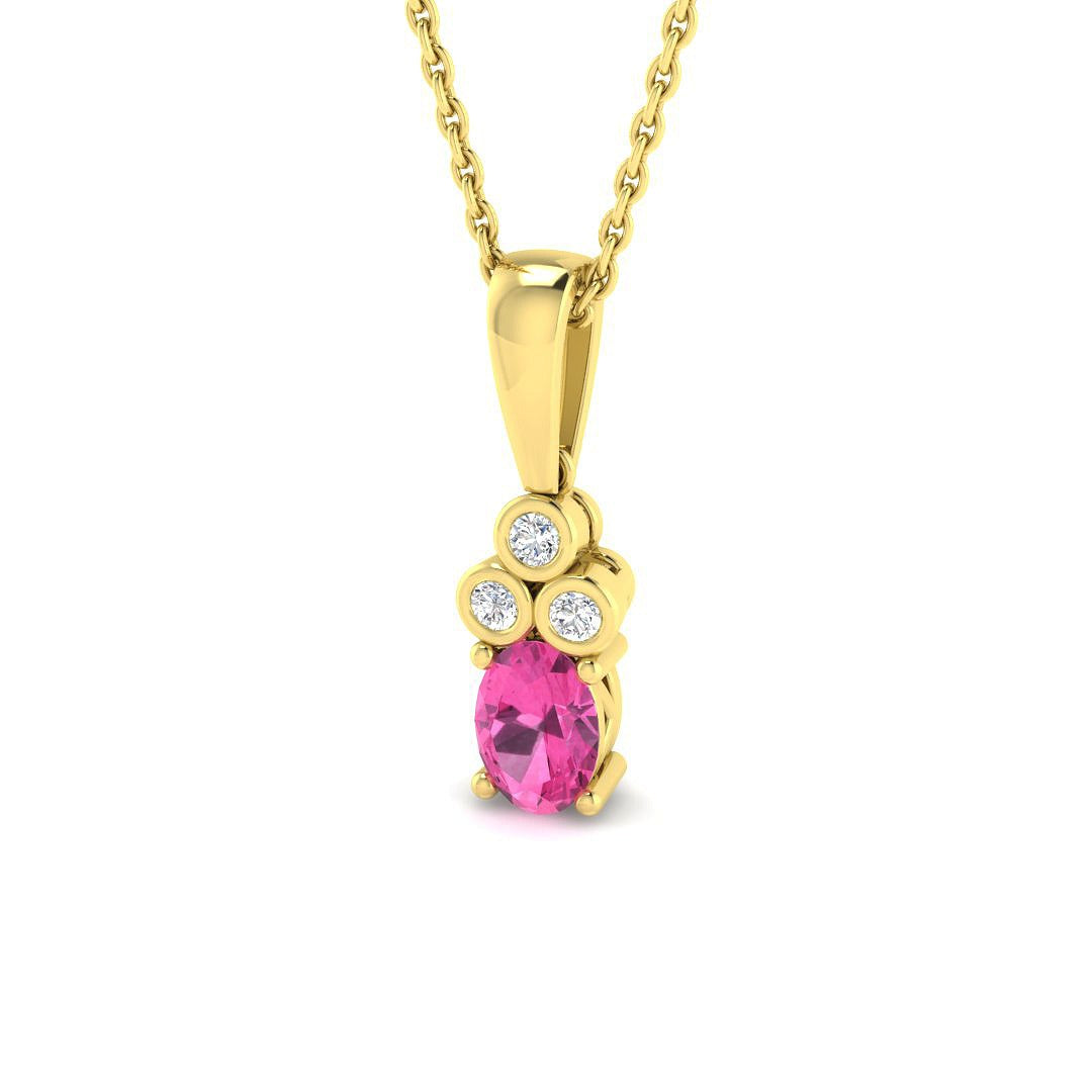 Pink Sapphire Diamond Pendant 0.5 in 10K/14K gold and platinum with certified lab-grown or natural diamonds
