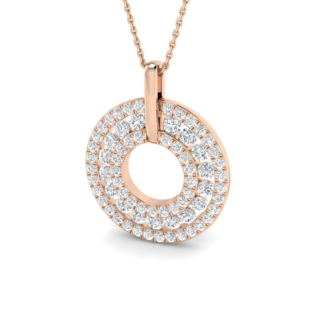 Round Diamond Halo Pendant 1.75 in 10K/14K gold and platinum with certified lab-grown or natural diamonds