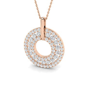 Round Diamond Halo Pendant 1.75 in 10K/14K gold and platinum with certified lab-grown or natural diamonds