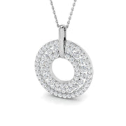Round Diamond Halo Pendant 1.75 in 10K/14K gold and platinum with certified lab-grown or natural diamonds