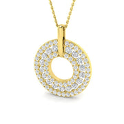 Round Diamond Halo Pendant 1.75 in 10K/14K gold and platinum with certified lab-grown or natural diamonds
