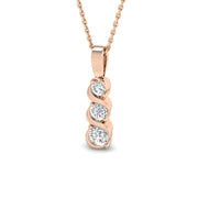 Three Stone Diamond Drop Pendant Necklace in 10K/14K gold and platinum with certified lab-grown or natural diamonds