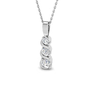 Three Stone Diamond Drop Pendant Necklace in 10K/14K gold and platinum with certified lab-grown or natural diamonds