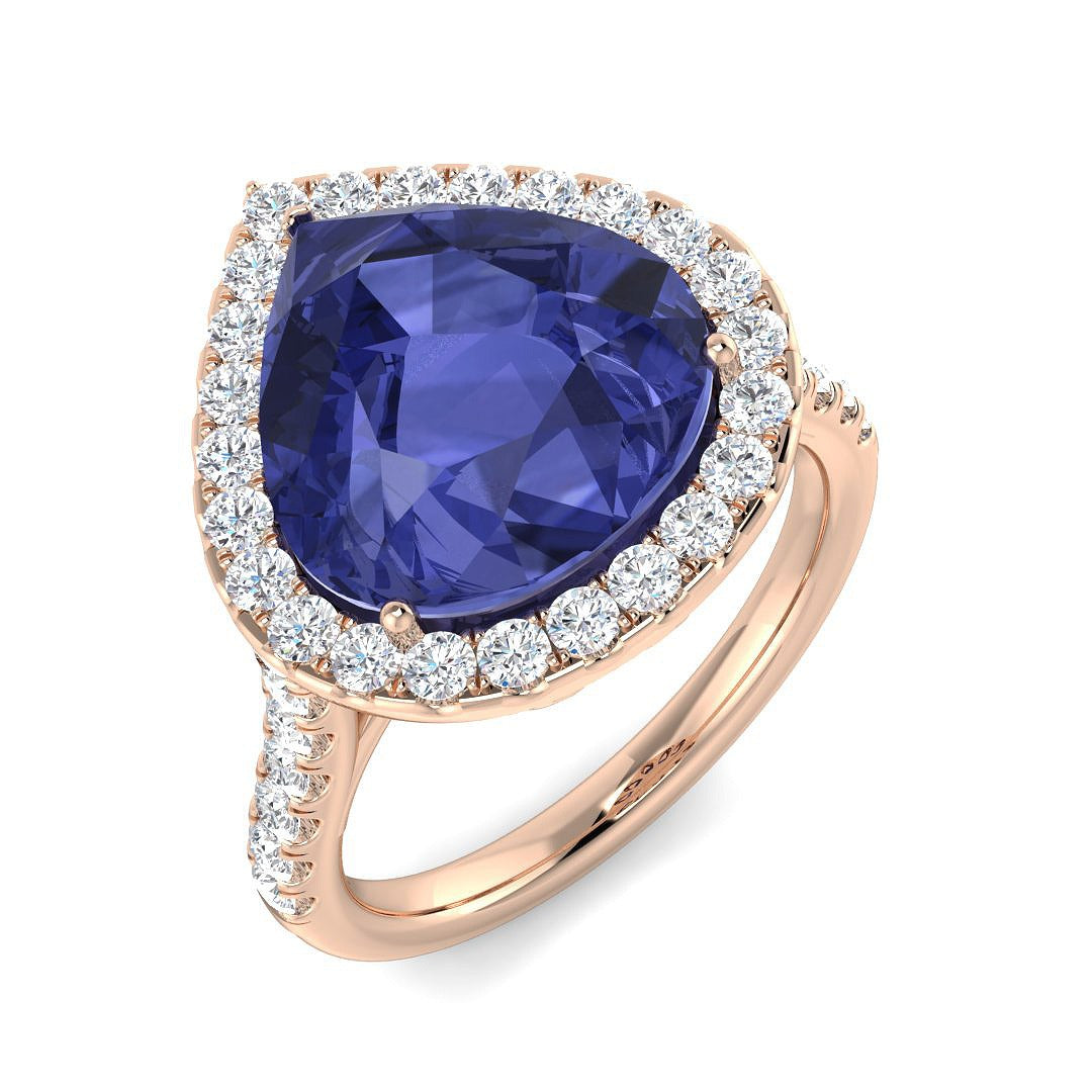 Pear Tanzanite Diamond Cocktail Ring - Metal in Gold or in 10K/14K gold and platinum with certified lab-grown or natural diamonds