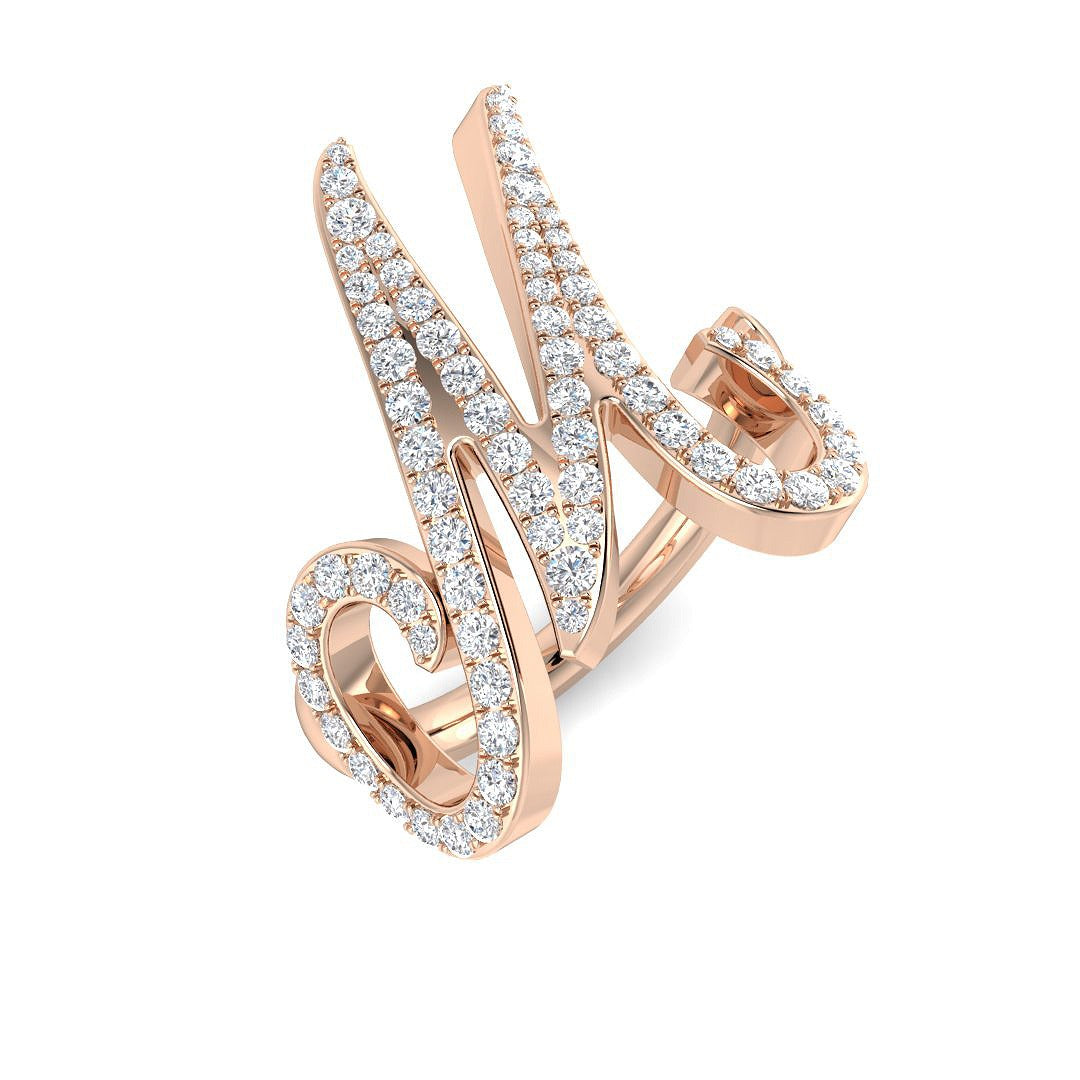 M Initial Diamond Ring in 10K/14K gold and platinum with certified lab-grown or natural diamonds
