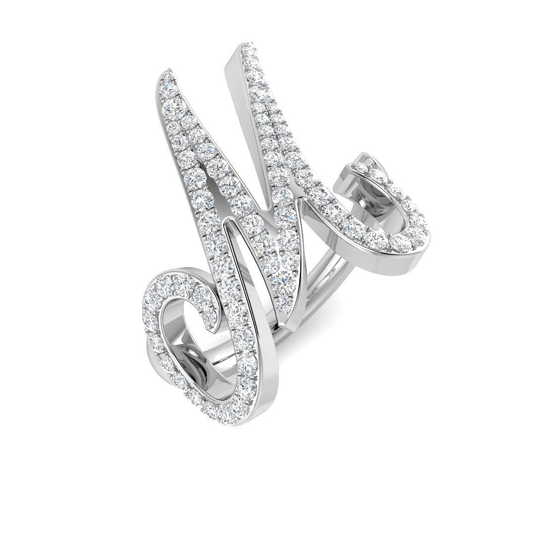 M Initial Diamond Ring in 10K/14K gold and platinum with certified lab-grown or natural diamonds