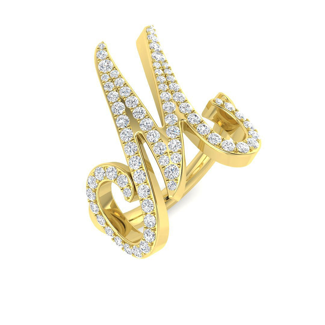M Initial Diamond Ring in 10K/14K gold and platinum with certified lab-grown or natural diamonds