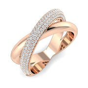 Criss Cross Diamond Ring in 10K/14K gold and platinum with certified lab-grown or natural diamonds