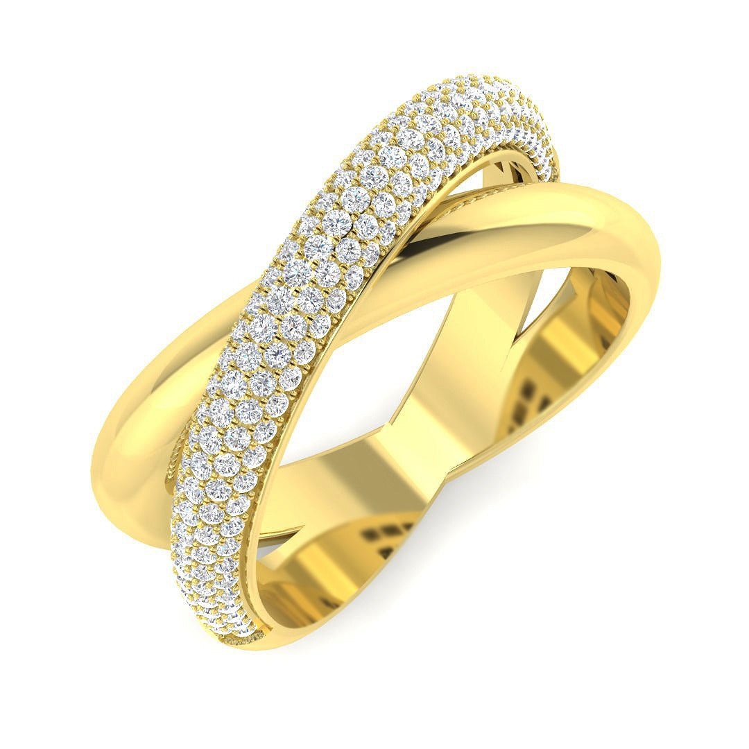 Criss Cross Diamond Ring in 10K/14K gold and platinum with certified lab-grown or natural diamonds