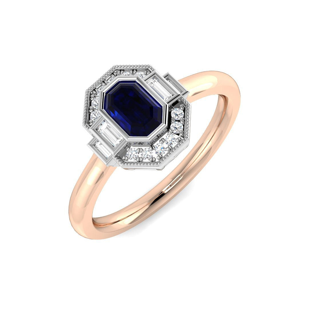 Diamond Perth Blue Sapphire Ring in 10K/14K gold and platinum with certified lab-grown or natural diamonds