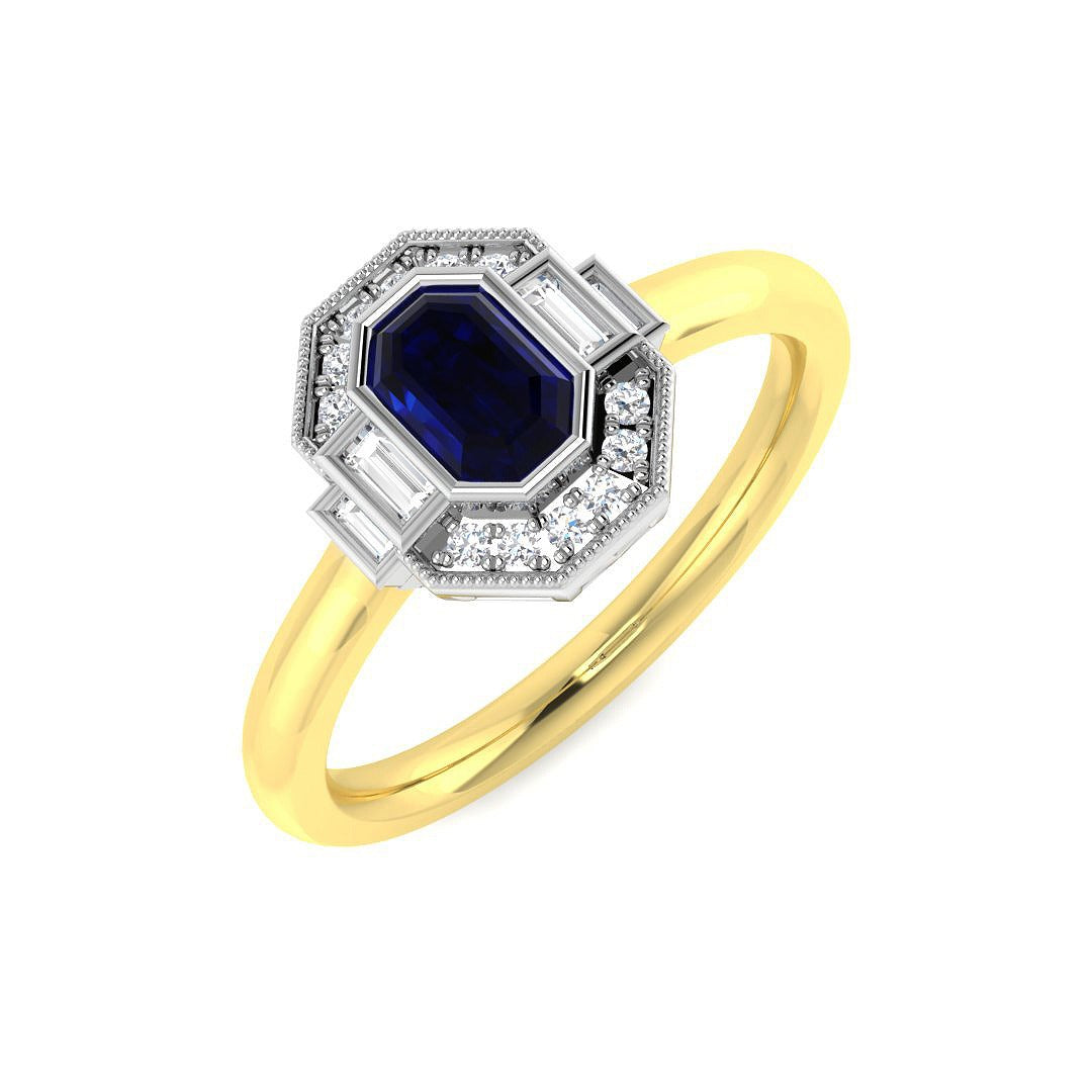 Diamond Perth Blue Sapphire Ring in 10K/14K gold and platinum with certified lab-grown or natural diamonds