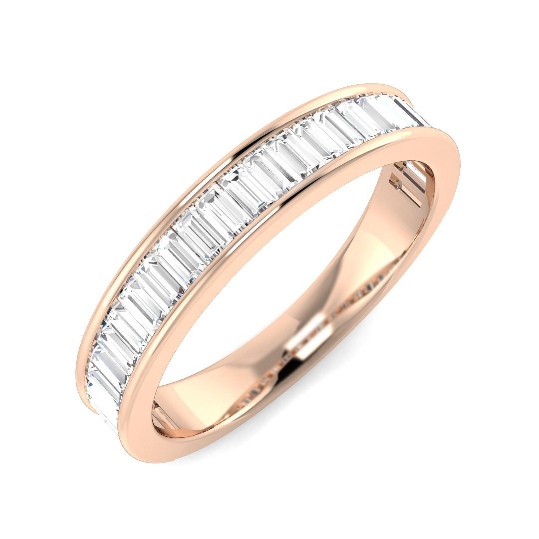 Baguette Diamond Half Eternity Ring in 10K/14K gold and platinum with certified lab-grown or natural diamonds