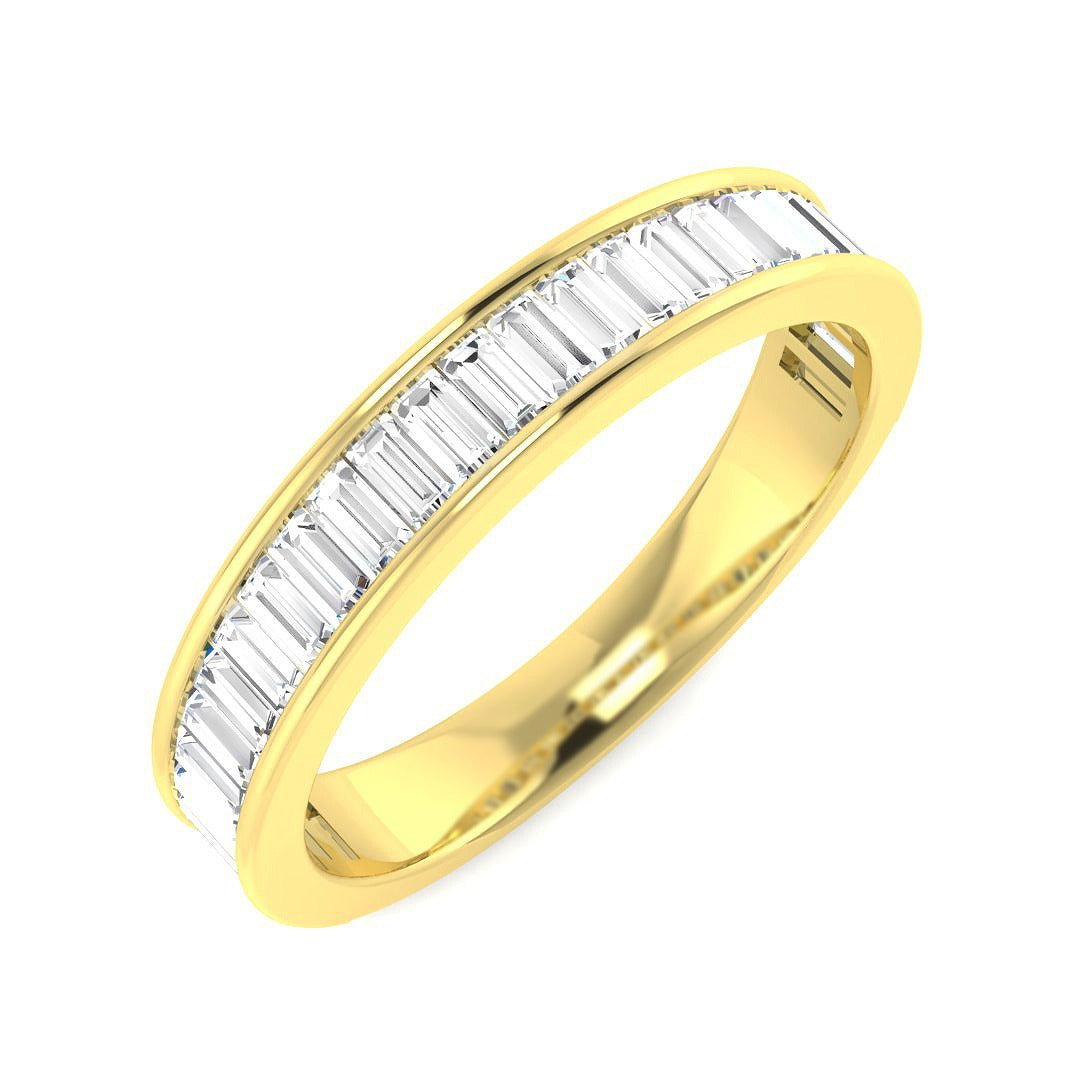 Baguette Diamond Half Eternity Ring in 10K/14K gold and platinum with certified lab-grown or natural diamonds