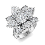 Floral Diamond Statement Ring 4ct Designer Petal UK Hallmarked in 10K/14K gold and platinum with certified lab-grown or natural diamonds