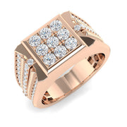 Luxury Diamond Signet Ring in 10K/14K gold and platinum with certified lab-grown or natural diamonds