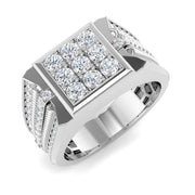 Luxury Diamond Signet Ring in 10K/14K gold and platinum with certified lab-grown or natural diamonds