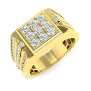Luxury Diamond Signet Ring in 10K/14K gold and platinum with certified lab-grown or natural diamonds