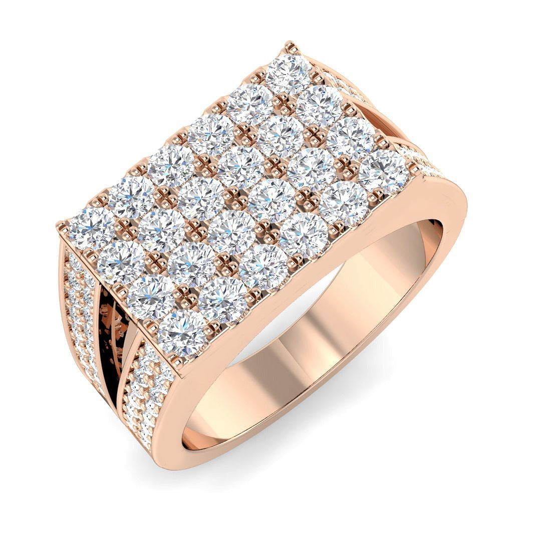 Luxury Diamond Signet Ring in 10K/14K gold and platinum with certified lab-grown or natural diamonds