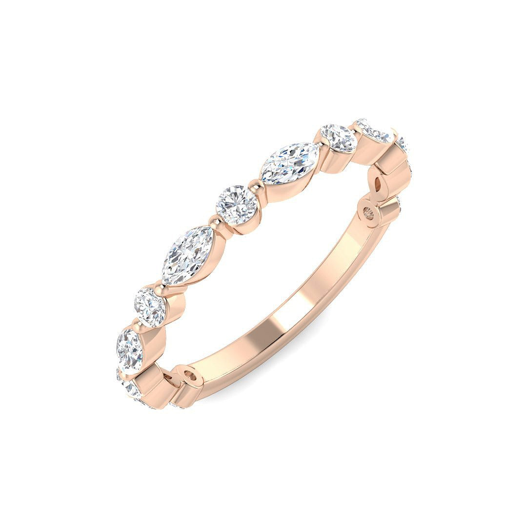 Marquise and Round Diamond Half Eternity Ring in 10K/14K gold and platinum with certified lab-grown or natural diamonds