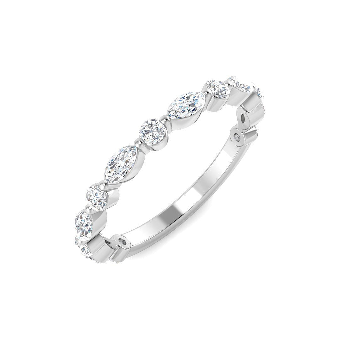 Marquise and Round Diamond Half Eternity Ring in 10K/14K gold and platinum with certified lab-grown or natural diamonds