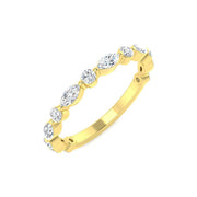 Marquise and Round Diamond Half Eternity Ring in 10K/14K gold and platinum with certified lab-grown or natural diamonds