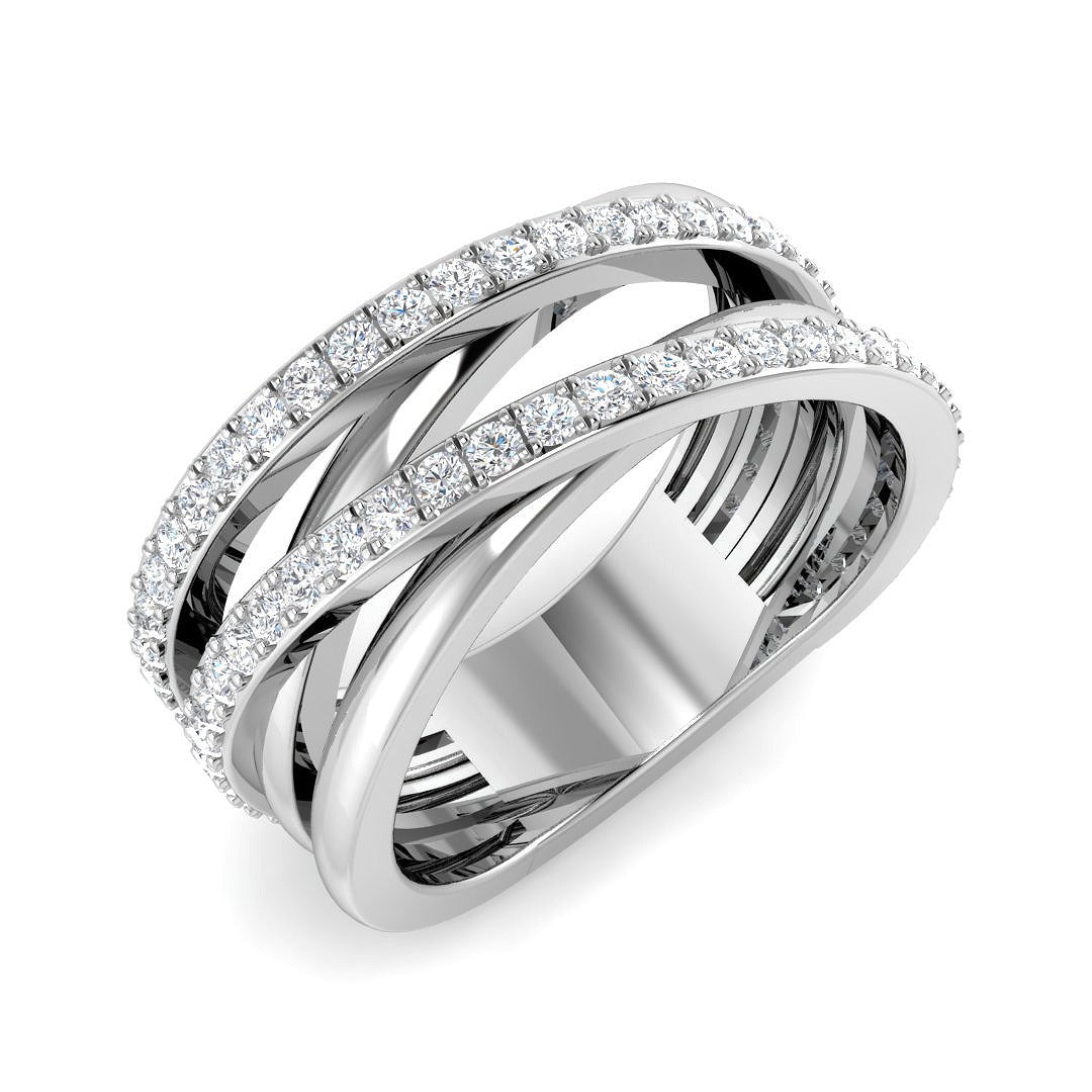 Diamond Crisscross Band Fancy Ring in 10K/14K gold and platinum with certified lab-grown or natural diamonds