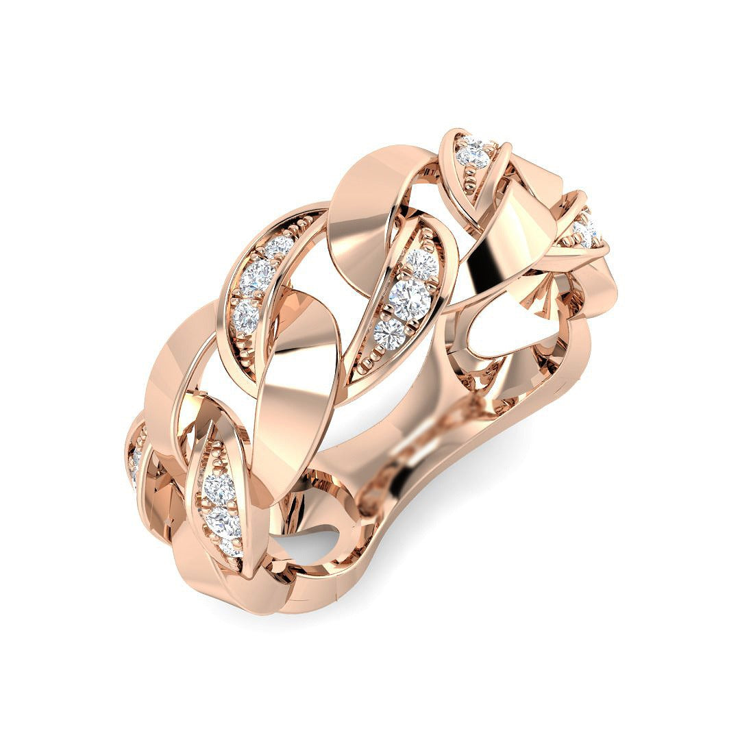 Lab-Grown Diamond Fancy Link Ring in 10K/14K gold and platinum with certified lab-grown or natural diamonds