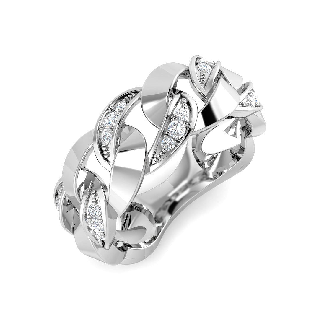 Lab-Grown Diamond Fancy Link Ring in 10K/14K gold and platinum with certified lab-grown or natural diamonds