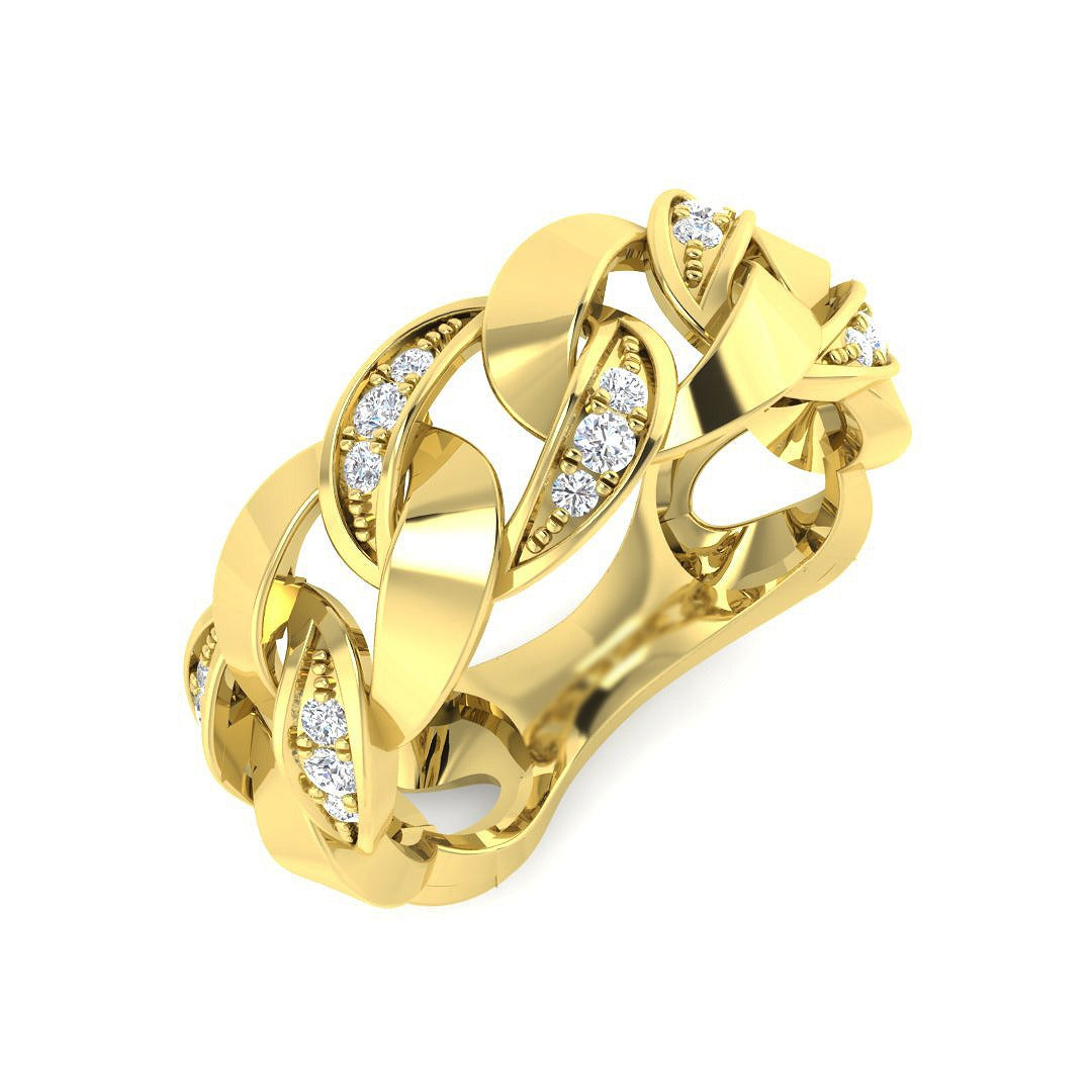 Lab-Grown Diamond Fancy Link Ring in 10K/14K gold and platinum with certified lab-grown or natural diamonds