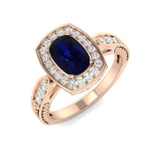 Diamond ktamforb Blue Sapphire Ring in 10K/14K gold and platinum with certified lab-grown or natural diamonds