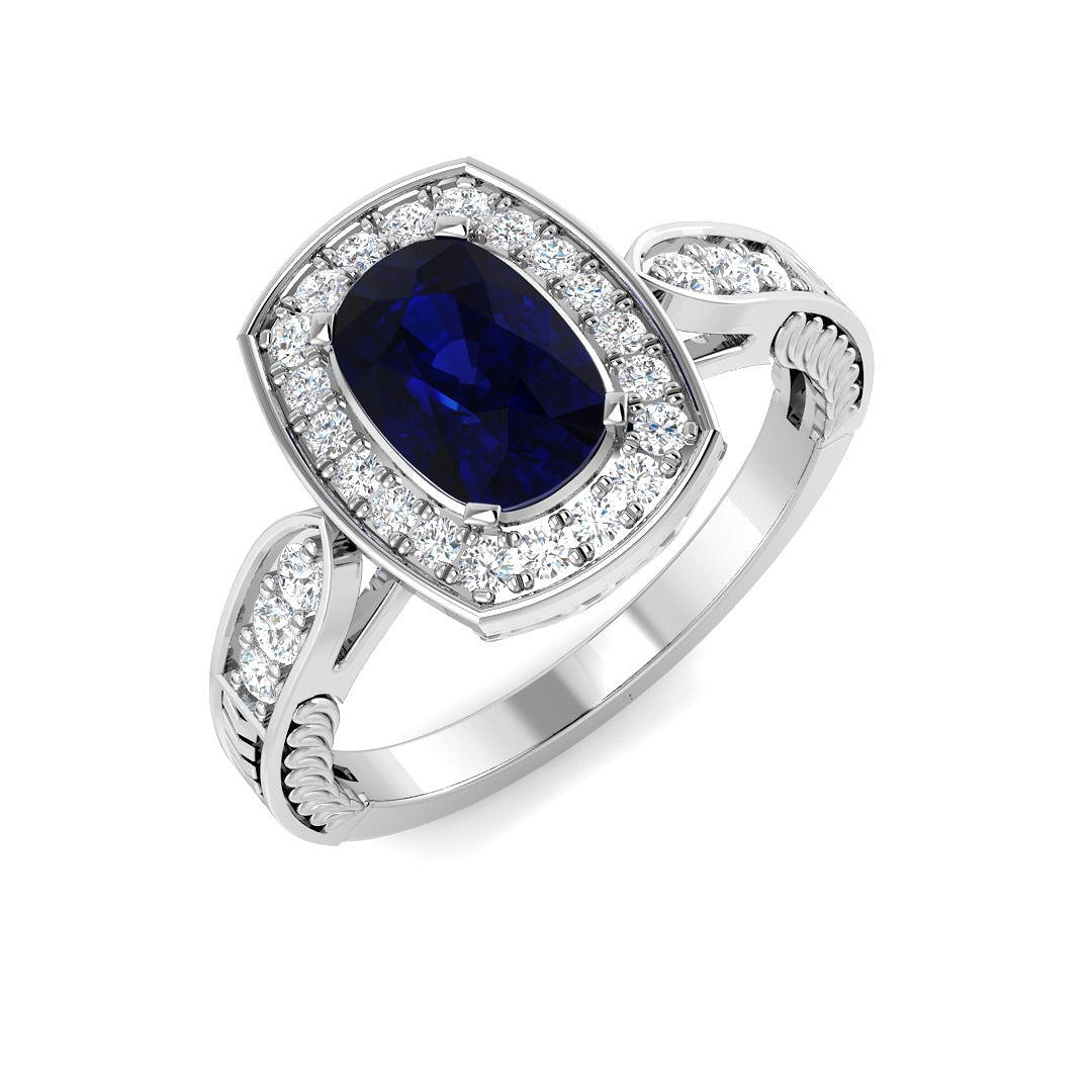 Diamond ktamforb Blue Sapphire Ring in 10K/14K gold and platinum with certified lab-grown or natural diamonds