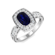 Diamond ktamforb Blue Sapphire Ring in 10K/14K gold and platinum with certified lab-grown or natural diamonds