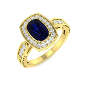 Diamond ktamforb Blue Sapphire Ring in 10K/14K gold and platinum with certified lab-grown or natural diamonds