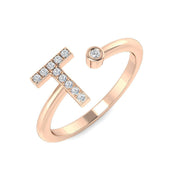 Initial T Diamond Ring in 10K/14K gold and platinum with certified lab-grown or natural diamonds