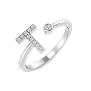 Initial T Diamond Ring in 10K/14K gold and platinum with certified lab-grown or natural diamonds